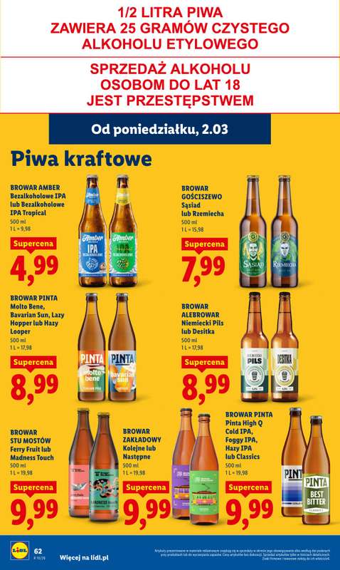 Lidl - gazetka promocyjna Oferta od poniedziałku od poniedziałku 02.03 do środy 04.03 - strona 62