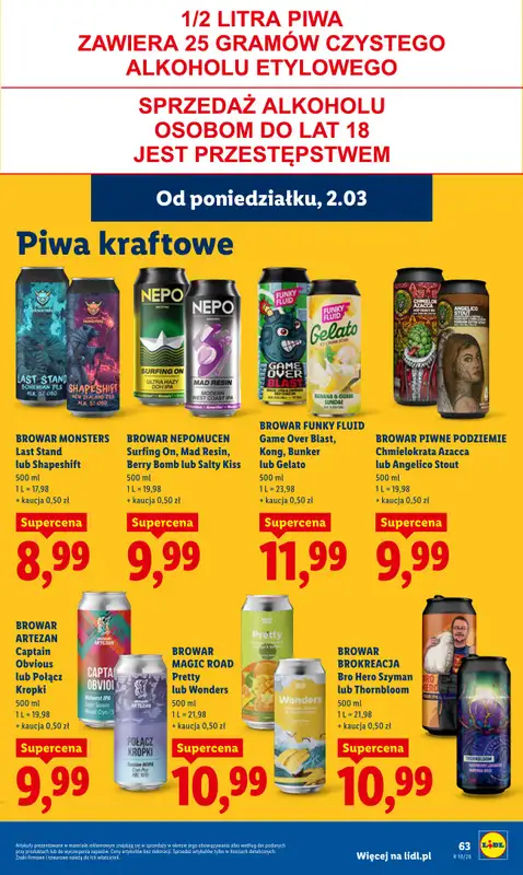Lidl - gazetka promocyjna Oferta od poniedziałku od poniedziałku 02.03 do środy 04.03 - strona 63