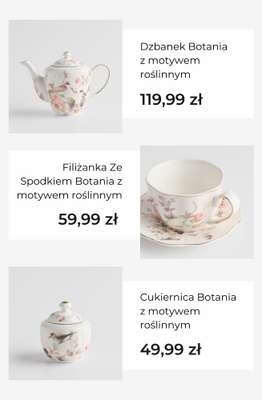 Filiżanka Ze Spodkiem Botania z motywem roślinnym