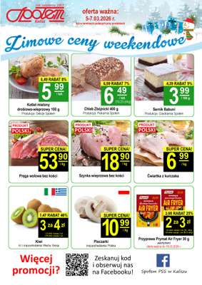 Społem - Blisko i Korzystnie - gazetka promocyjna Plakat promocyjny PSS Kalisz od czwartku 05.03 do soboty 07.03
