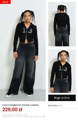 Lucky Number Zip Hoodie Czarna