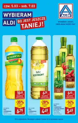 Aldi - gazetka promocyjna Olej rzepakowy w super cenach Aldi! od czwartku 05.03 do soboty 07.03
