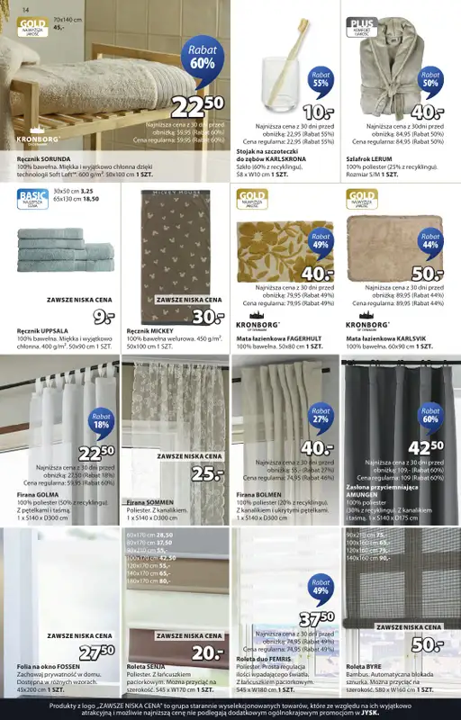 Jysk - gazetka promocyjna Świetna oferta dla domu. Rabat do 60% od środy 04.03 do niedzieli 22.03 - strona 14