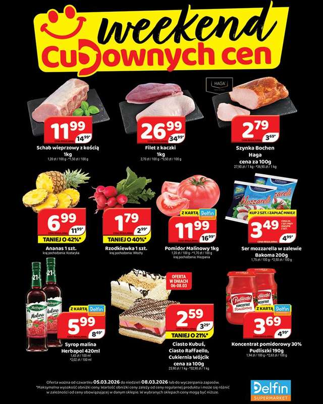 Delfin - gazetka promocyjna Weekend cudownych cen od czwartku 05.03 do niedzieli 08.03