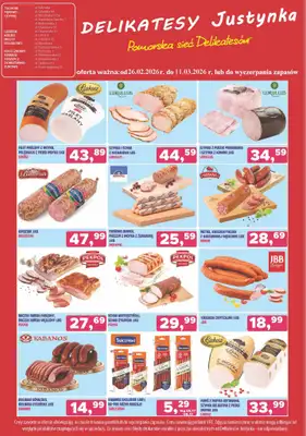 Delikatesy Justynka - gazetka promocyjna Plakat promocyjny od czwartku 05.03 do środy 11.03
