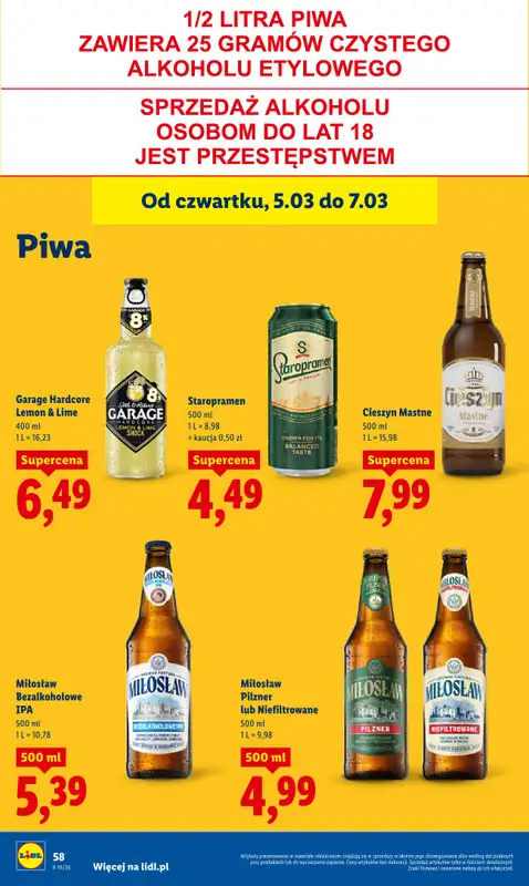 Lidl - gazetka promocyjna Oferta od czwartku od czwartku 05.03 do soboty 07.03 - strona 62