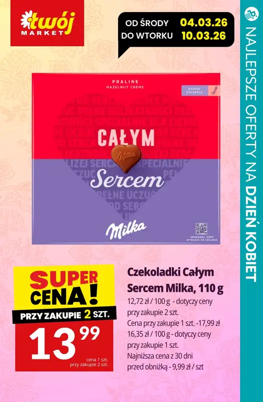 Dzień Kobiet - gazetka promocyjna Czekoladki na DZIEŃ KOBIET - sprawdź promocje! od czwartku 05.03 do soboty 07.03 - strona 13