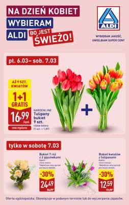 Aldi - gazetka promocyjna Kwiaty na Dzień Kobiet w super cenach Aldi! od piątku 06.03 do soboty 07.03