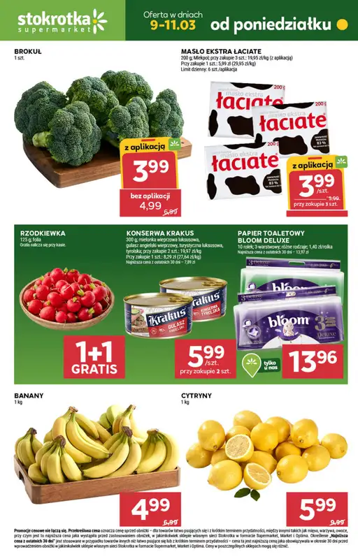 Stokrotka - gazetka promocyjna Hity na start od poniedziałku 09.03 do środy 11.03