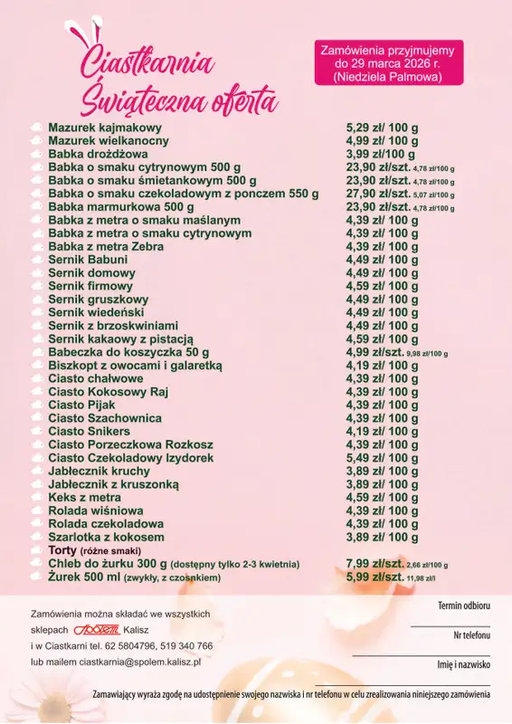Społem - Blisko i Korzystnie - gazetka promocyjna Oferta ciastkarni PSS Kalisz od piątku 06.03 do niedzieli 29.03 - strona 2