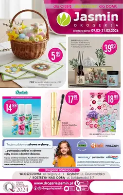 Drogerie Jasmin - gazetka promocyjna Gazetka od poniedziałku 09.03 do wtorku 31.03