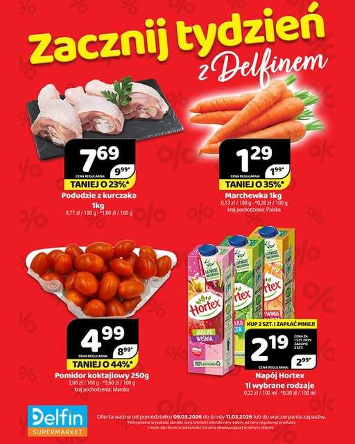 Delfin - gazetka promocyjna Zacznij tydzień z Delfinem od poniedziałku 09.03 do środy 11.03