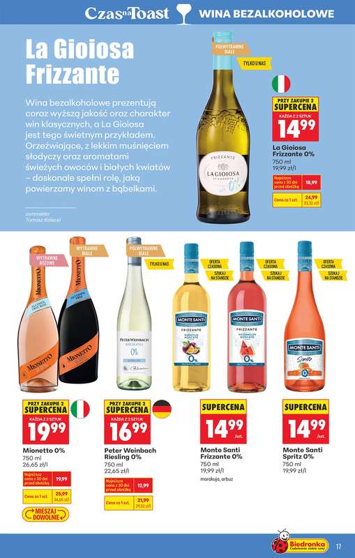 Biedronka - gazetka promocyjna Czas na toast od poniedziałku 09.03 do soboty 21.03 - strona 17