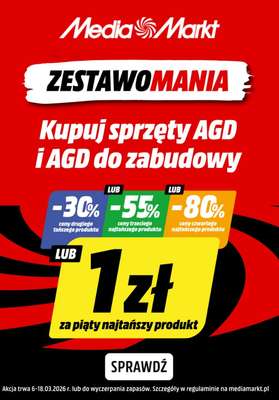 Media Markt - gazetka promocyjna Zestawomania! Do -80% rabatu lub 1 zł za piąty produkt od poniedziałku 09.03 do środy 18.03