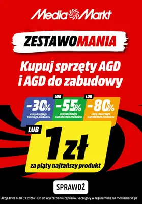 Media Markt - gazetka promocyjna Zestawomania! Do -80% rabatu lub 1 zł za piąty produkt od poniedziałku 09.03 do środy 18.03