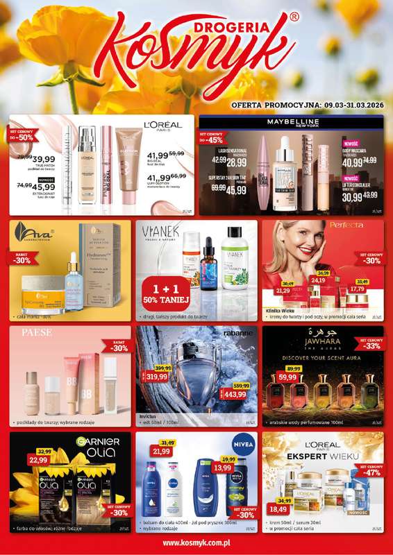 Drogeria Kosmyk - gazetka promocyjna Gazetka od poniedziałku 09.03 do wtorku 31.03