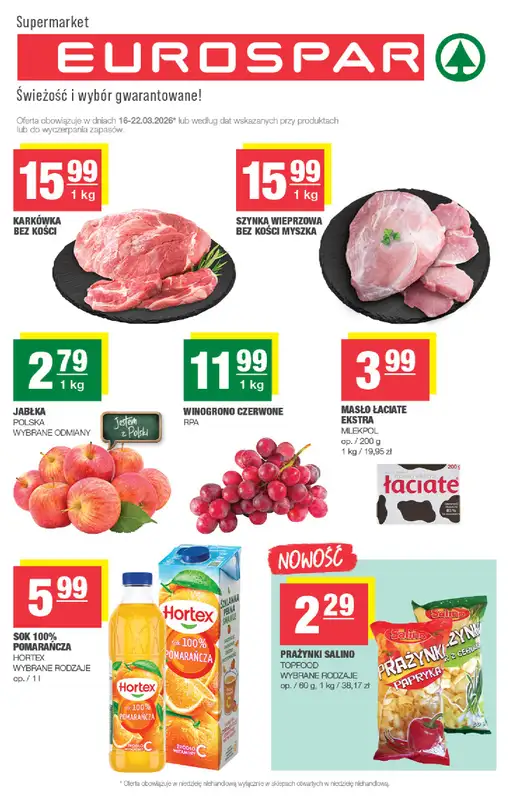 SPAR - gazetka promocyjna Gazetka Eurospar od poniedziałku 16.03 do niedzieli 22.03