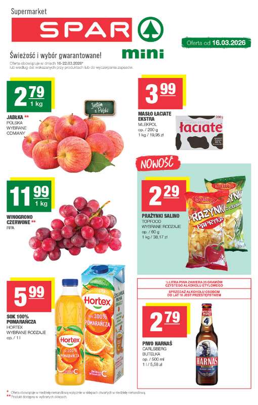 SPAR - gazetka promocyjna Gazetka Spar Mini od poniedziałku 16.03 do niedzieli 22.03