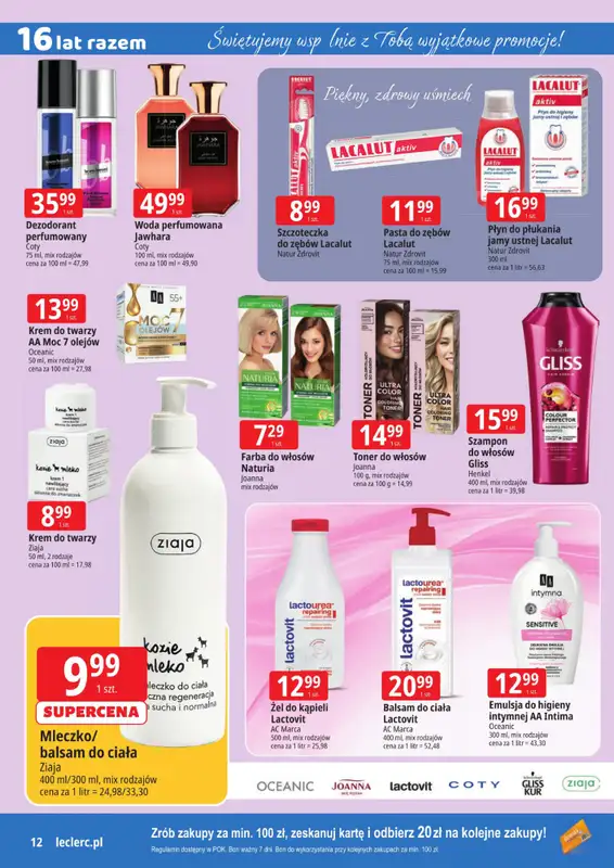 Leclerc - gazetka promocyjna Oferta Ostrołęka | 16 lat razem od poniedziałku 09.03 do soboty 14.03 - strona 12