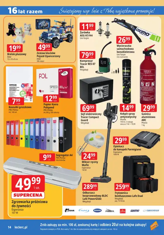 Leclerc - gazetka promocyjna Oferta Ostrołęka | 16 lat razem od poniedziałku 09.03 do soboty 14.03 - strona 14