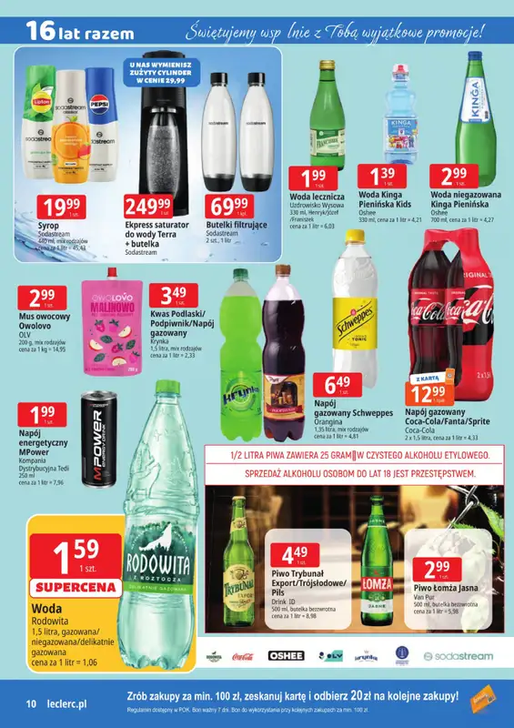 Leclerc - gazetka promocyjna Oferta Ostrołęka | 16 lat razem od poniedziałku 09.03 do soboty 14.03 - strona 10