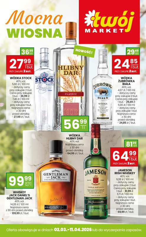 Twój Market - gazetka promocyjna Gazetka alkoholowa od środy 11.03 do soboty 11.04