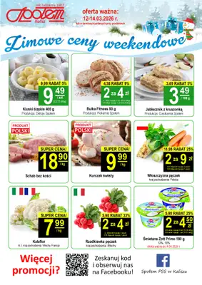 Społem - Blisko i Korzystnie - gazetka promocyjna Plakat promocyjny PSS Kalisz od czwartku 12.03 do soboty 14.03