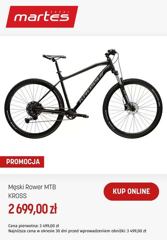 BEST SALE - gazetka promocyjna Martes Sport | Okazje na rowery Kross od środy 11.03  - strona 8