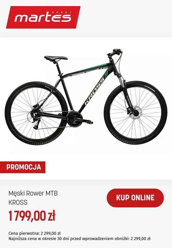 BEST SALE - gazetka promocyjna Martes Sport | Okazje na rowery Kross od środy 11.03  - strona 6