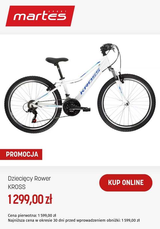 BEST SALE - gazetka promocyjna Martes Sport | Okazje na rowery Kross od środy 11.03  - strona 4