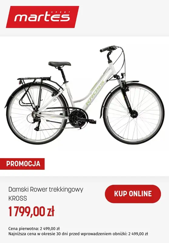 BEST SALE - gazetka promocyjna Martes Sport | Okazje na rowery Kross od środy 11.03  - strona 3
