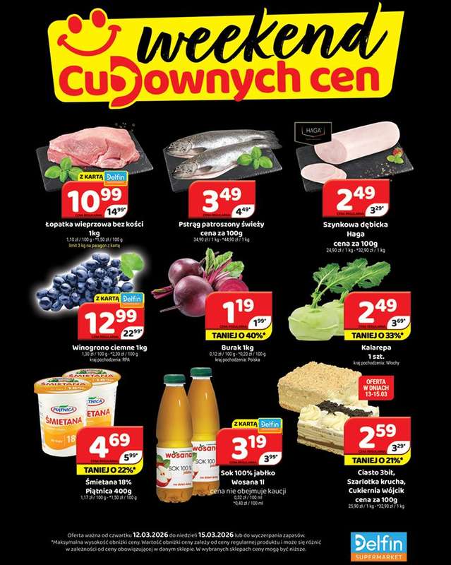 Delfin - gazetka promocyjna Weekend cudownych cen od czwartku 12.03 do niedzieli 15.03