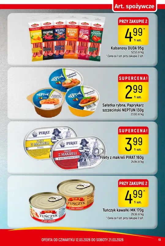 Delikatesy Piotruś Pan - gazetka promocyjna Gazetka od czwartku 12.03 do soboty 21.03 - strona 13