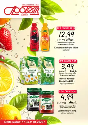 Społem - Blisko i Korzystnie - gazetka promocyjna Plakat promocyjny PSS Kalisz od wtorku 17.03 do soboty 11.04