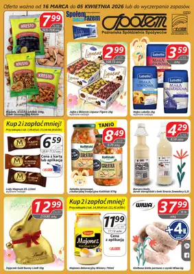 Społem - Blisko i Korzystnie - gazetka promocyjna Gazetka PSS Poznań od poniedziałku 16.03 do niedzieli 05.04