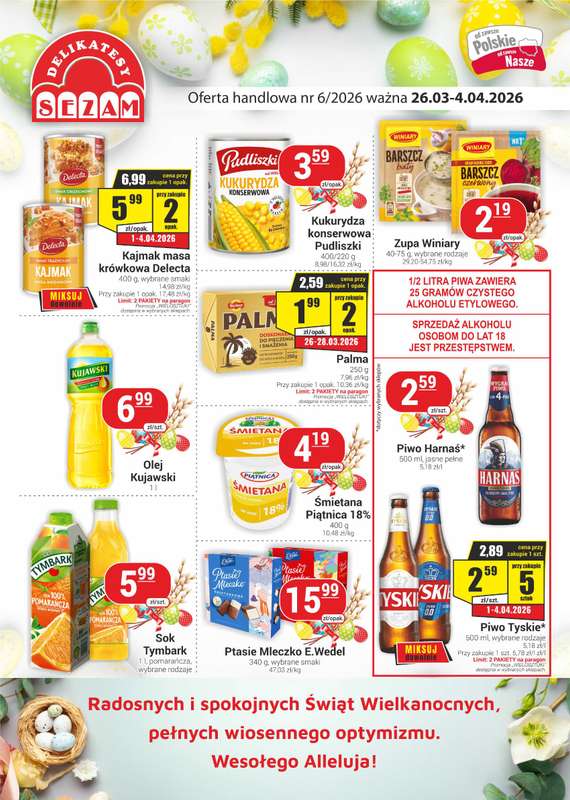 Delikatesy Sezam - gazetka promocyjna Gazetka od czwartku 26.03 do soboty 04.04