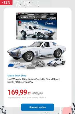 Hot Wheels, Elite Series Corvette Grand Sport, klocki, 918 elementów