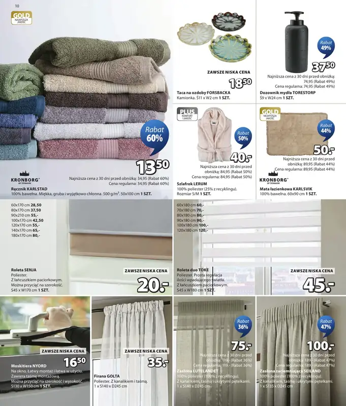 Jysk - gazetka promocyjna Świetna oferta dla domu. Rabat do 60% od środy 18.03 do niedzieli 05.04 - strona 10