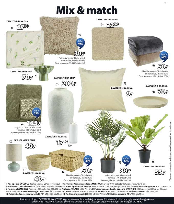 Jysk - gazetka promocyjna Świetna oferta dla domu. Rabat do 60% od środy 18.03 do niedzieli 05.04 - strona 11