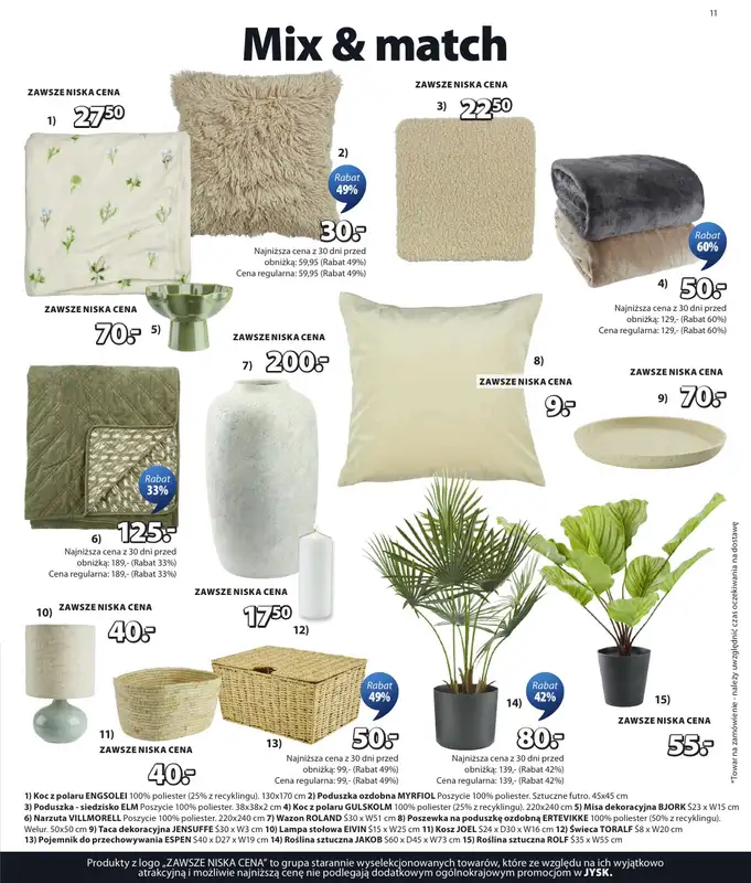 Jysk - gazetka promocyjna Świetna oferta dla domu. Rabat do 60% od środy 18.03 do niedzieli 05.04 - strona 11