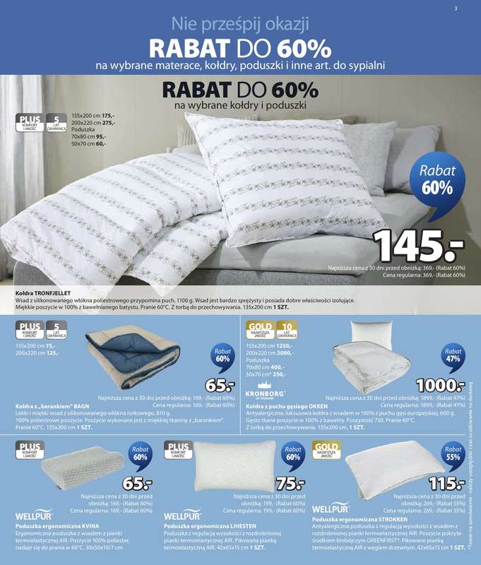 Jysk - gazetka promocyjna Świetna oferta dla domu. Rabat do 60% od środy 18.03 do niedzieli 05.04 - strona 3