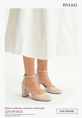 Beżowe czółenka z paskiem wokół kostki