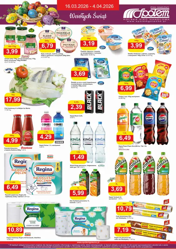 Społem - Blisko i Korzystnie - gazetka promocyjna Gazetka Wielkanocna PSS Gniezno od poniedziałku 16.03 do soboty 04.04 - strona 3