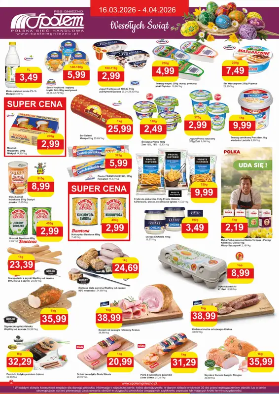 Społem - Blisko i Korzystnie - gazetka promocyjna Gazetka Wielkanocna PSS Gniezno od poniedziałku 16.03 do soboty 04.04 - strona 2