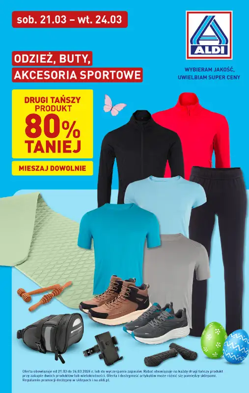 Aldi - gazetka promocyjna Odzież, buty, akcesoria sportowe w super cenach Aldi!  