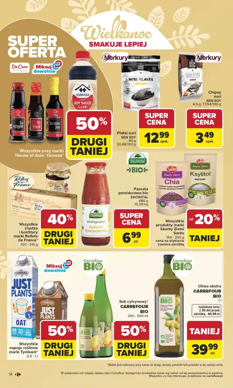 Carrefour - gazetka promocyjna Gazetka Wielkanoc smakuje lepiej od poniedziałku 16.03 do soboty 04.04 - strona 14