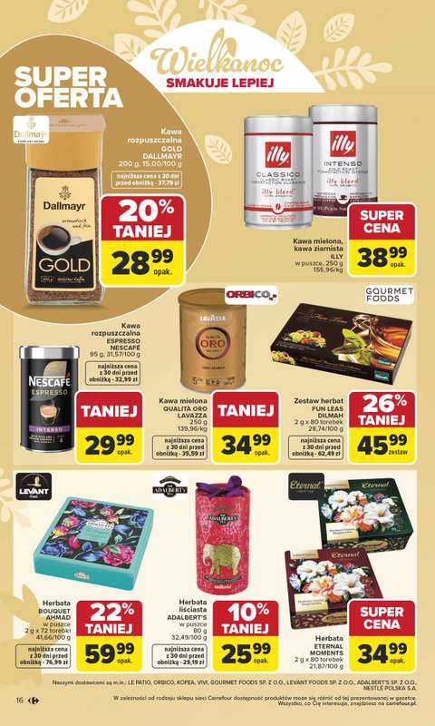 Carrefour - gazetka promocyjna Gazetka Wielkanoc smakuje lepiej od poniedziałku 16.03 do soboty 04.04 - strona 16