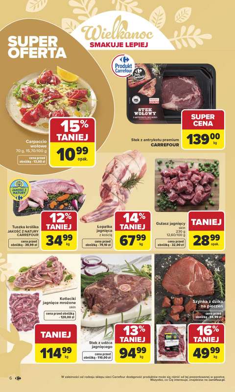 Carrefour - gazetka promocyjna Gazetka Wielkanoc smakuje lepiej od poniedziałku 16.03 do soboty 04.04 - strona 6