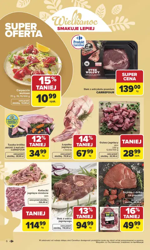 Carrefour - gazetka promocyjna Gazetka Wielkanoc smakuje lepiej od poniedziałku 16.03 do soboty 04.04 - strona 6