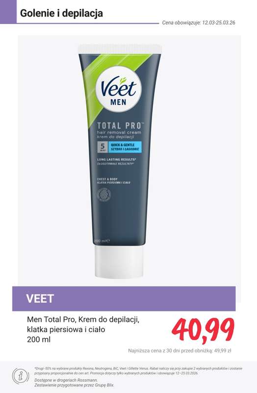 Rossmann - gazetka promocyjna -50% na drugi wybrany produkt marek: Rexona, Neutrogena, BiC, Veet... od poniedziałku 16.03 do środy 25.03 - strona 4